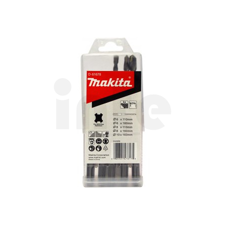 Makita - sada vrtáků SDS-Plus 6;8x50/110 a 6;8;10x100/160mm, 5ks D-61678