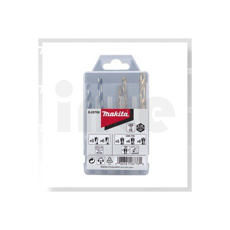 Makita - sada vrtáků do kovu/dřeva 5;6;8/5;6mm, stopka HEX 1/4", 5ks D-20769
