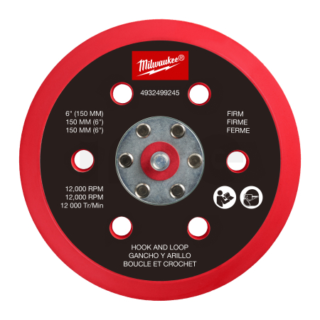 MILWAUKEE Podložka pro M12 FUEL™ 150 mm excentrickou brusku - tvrdá, se suchým zipem 4932499245