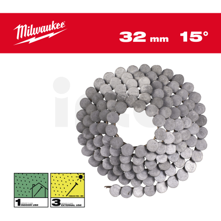 MILWAUKEE Hřebíky 15° prstencové 3,05 x 32 mm /SS/HDG-2160 ks 4932499326