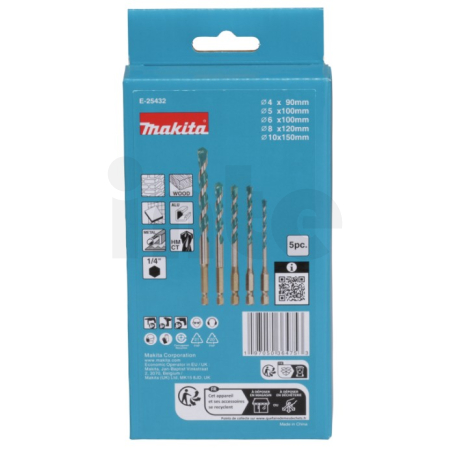 Makita - sada vrtáků TCT se stopkou 1/4" multimateriál 12 sad E-25432 v displeji STOP E-25373