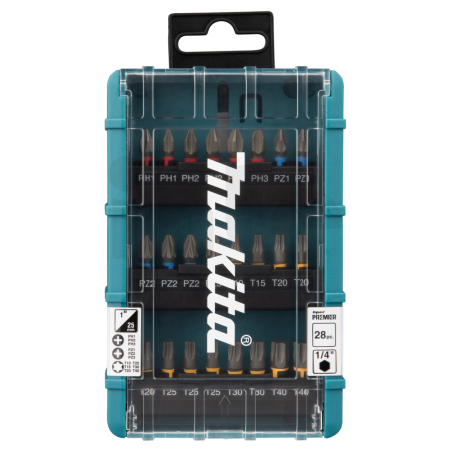 Makita - sada bitů 1/4" Impact Premier, 28 ks v plastovém obalu E-25068