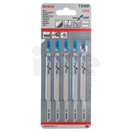 BOSCH Pilový plátek do kmitací pily T 318 B, 5 ks 2608631404
