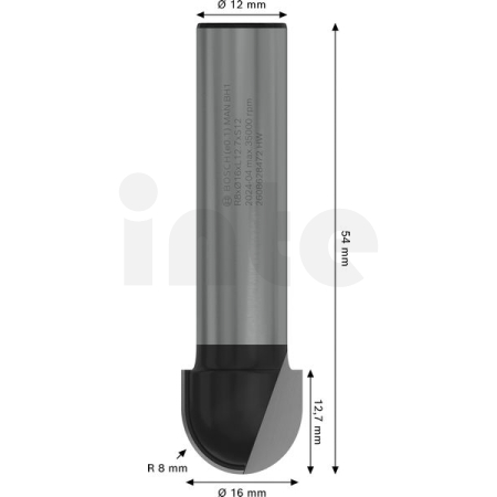 BOSCH Žlábkovací fréza PRO, R 8, stopka 12 mm 2608628472