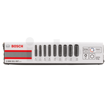 BOSCH 9dílná sada nástavců 6–14 mm, dlouhé  2608551097