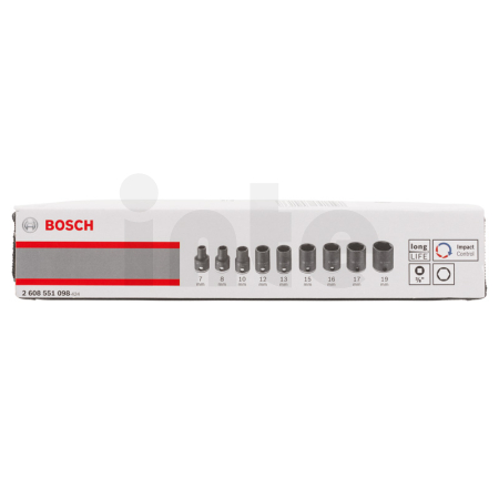 BOSCH 9dílná sada nástavců 7–19 mm 2608551098
