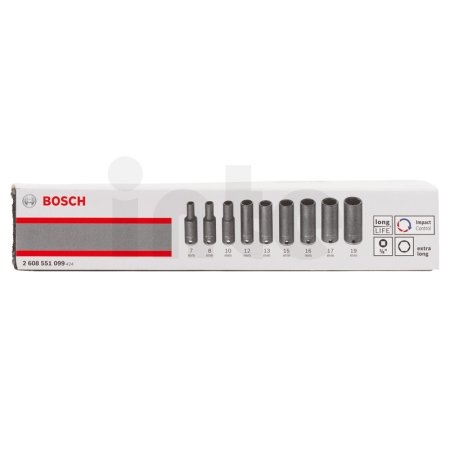 BOSCH 9dílná sada nástavců 7–19 mm, dlouhé 2608551099