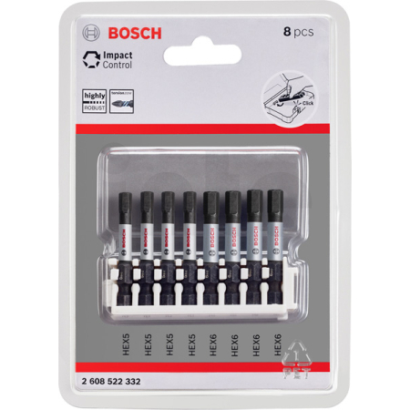 BOSCH Souprava nástavců Impact Control Power Bit, 8 kusů, 4×H5; 4×H6 2608522332
