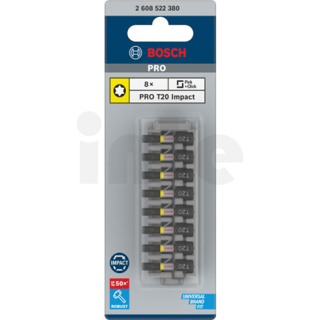 BOSCH Bit PRO Torx Impact, T20, 25 mm, 8 ks 2608522380