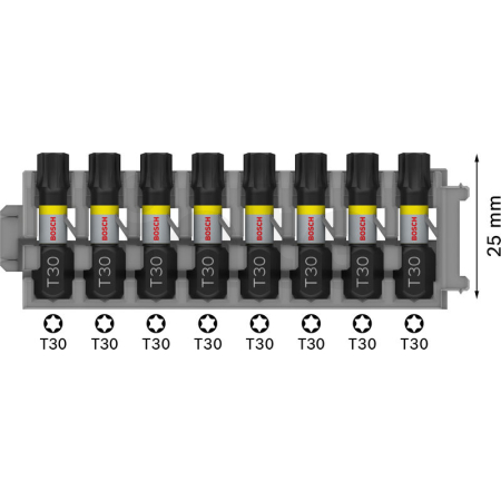 BOSCH Bit PRO Torx Impact, T30, 25 mm, 8 ks 2608522382