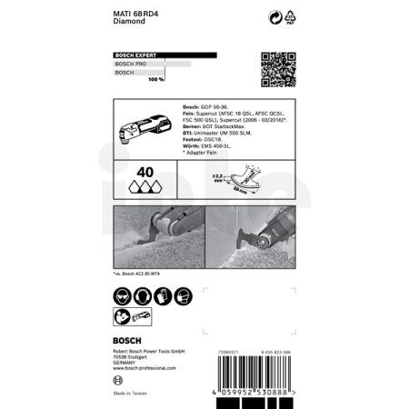 BOSCH Pilový list pro víceúčelové nástroje EXPERT Corner Blade MATI 68 RD4 68 × 30 mm 2608900036