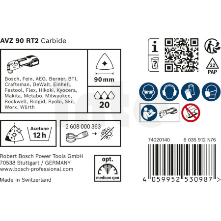 BOSCH Brusné desky pro oscilační nářadí EXPERT AVZ 90 RT2, 10 ks 2608900046