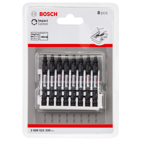 BOSCH Oboustranný bit PRO Impact pro Pick and Click, T20, 65 mm, 8 ks 2608522339