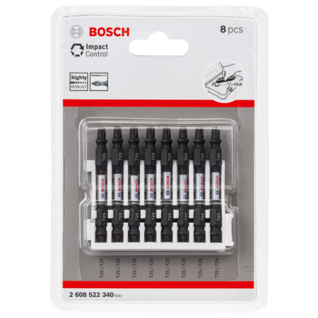 BOSCH Oboustranný bit PRO Impact pro Pick and Click, T25, 65 mm, 8 ks 2608522340