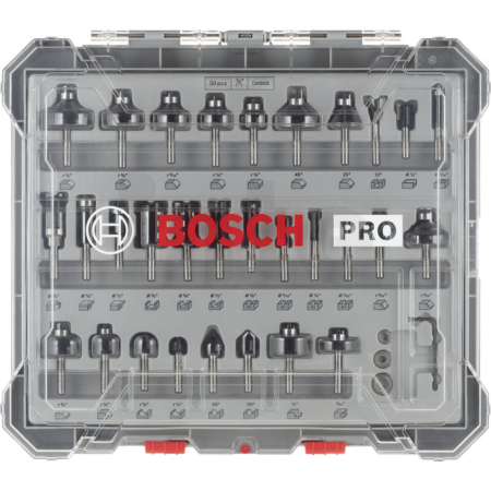 BOSCH Smíšená sada fréz PRO, stopka ¼″, 30 ks 2607017476