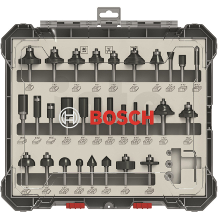 BOSCH Smíšená sada fréz PRO, stopka ¼″, 30 ks 2607017476