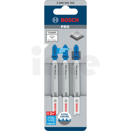 BOSCH Pilový plátek PRO Metal thin T121GFC pro přímočaré pily, 92 mm, 3 ks 2608655103