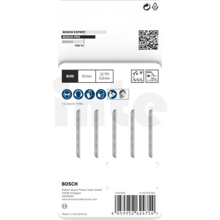 BOSCH Pilový plátek PRO Metal thin T121GFC pro přímočaré pily, 92 mm, 5 ks 2608655104