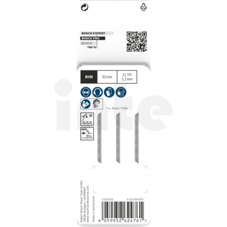BOSCH Pilový plátek PRO Metal medium T121AFC pro přímočaré pily, 92 mm, 3 ks 2608655105