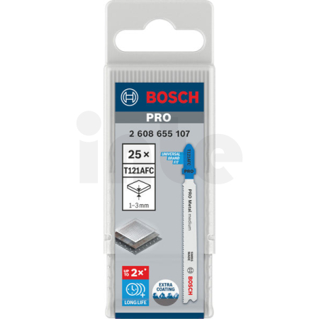 BOSCH Pilový plátek PRO Metal medium T121AFC pro přímočaré pily, 92 mm, 25 ks 2608655107