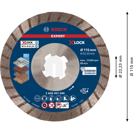 BOSCH Diamantový řezací kotouč EXPERT MultiMaterial X-LOCK 115 × 22,23 × 2,4 × 12 mm 2608901596