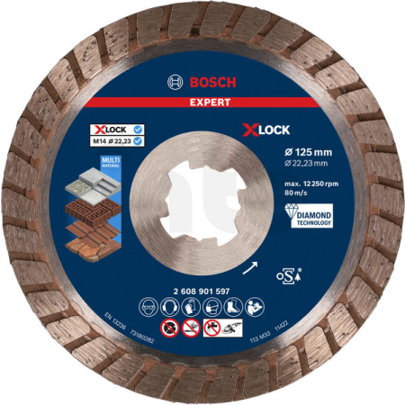 BOSCH Diamantový řezací kotouč EXPERT MultiMaterial X-LOCK 125 × 22,23 × 2,4 × 12 mm 2608901597