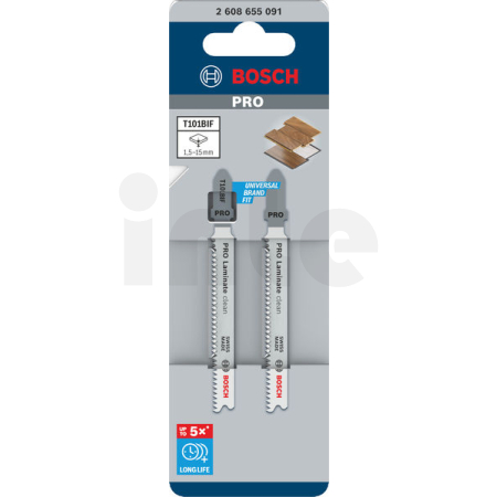 BOSCH Pilový plátek pro přímočaré pily PRO Laminate clean T101BIF, 83 mm, 2 ks 2608655091