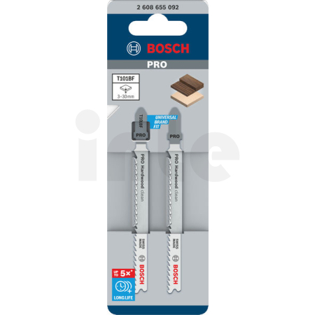 BOSCH Pilový plátek pro přímočaré pily PRO Hardwood clean T101BF 100 mm, 2 ks 2608655092