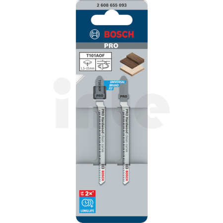 BOSCH Pilový plátek pro přímočaré pily s obrácenými zuby PRO Hardwood clean curve T101AOF, 83 mm, 2 ks 2608655093