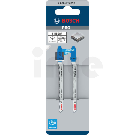 BOSCH Pilový plátek pro přímočaré pily PRO Metal curve T118EOF, 83 mm, 2 ks 2608655099