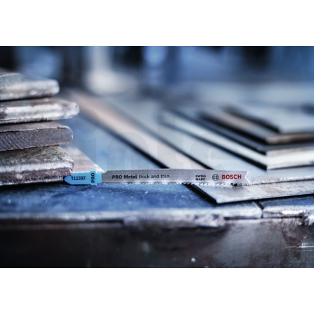 BOSCH Pilový plátek pro přímočaré pily PRO Metal thick and thin T123XF, 100 mm, 2 ks 2608655100
