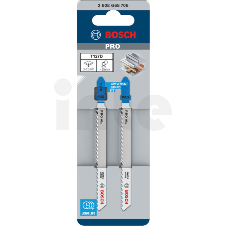 BOSCH Pilový plátek pro přímočaré pily PRO Alu T127D, 100 mm, 2 ks 2608668706