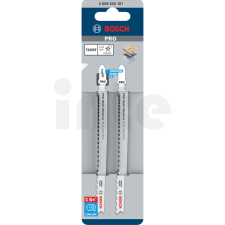 BOSCH Pilový plátek pro přímočaré pily PRO Multi Material thick and thin T345XF, 132 mm, 2 ks 2608655101