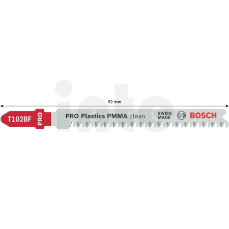 BOSCH Pilový plátek pro přímočaré pily PRO Plastics PMMA clean T102BF 92 mm, 2 ks 2608655102
