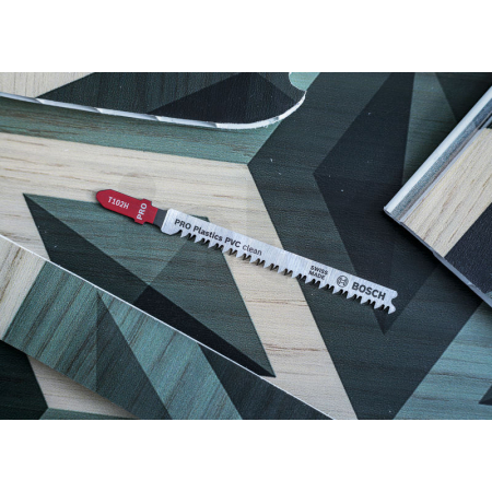 BOSCH Pilový plátek pro přímočaré pily PRO Plastics PVC clean T102H 100 mm, 2 ks 2608665238