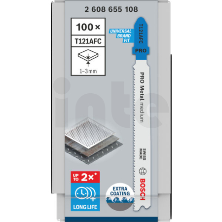BOSCH Pilový plátek PRO Metal medium T121AFC pro přímočaré pily, 92 mm, 100 ks 2608655108