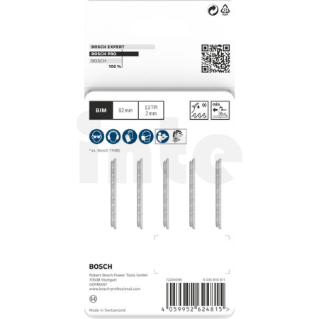 BOSCH Pilový plátek PRO Metal thick T121BFC pro přímočaré pily, 92 mm, 5 ks 2608655110