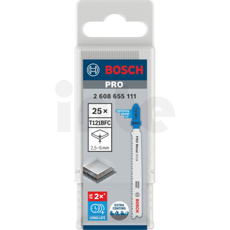 BOSCH Pilový plátek PRO Metal thick T121BFC pro přímočaré pily, 92 mm, 25 ks 2608655111