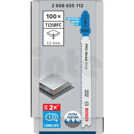 BOSCH Pilový plátek PRO Metal thick T121BFC pro přímočaré pily, 92 mm, 100 ks 2608655112