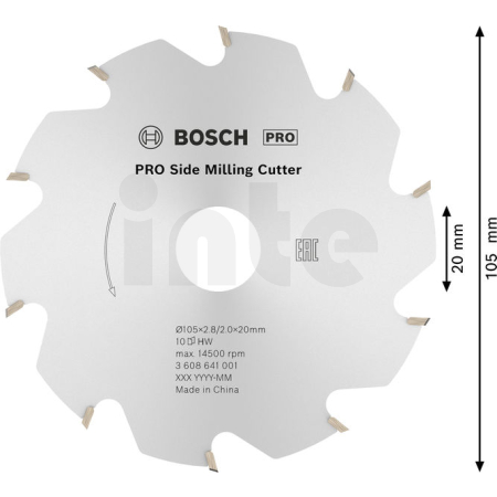 BOSCH Fréza PRO Side, 105 × 20 × 2,8 mm, 10 zubů 3608641001