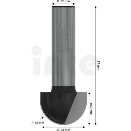 BOSCH Žlábkovací fréza PRO, R 12, stopka 12 mm 2608628473