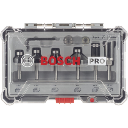 BOSCH Sada ohraňovacích fréz PRO, stopka ¼″, 6 ks 2607017470