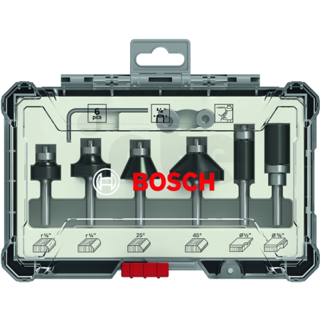 BOSCH Sada ohraňovacích fréz PRO, stopka ¼″, 6 ks 2607017470