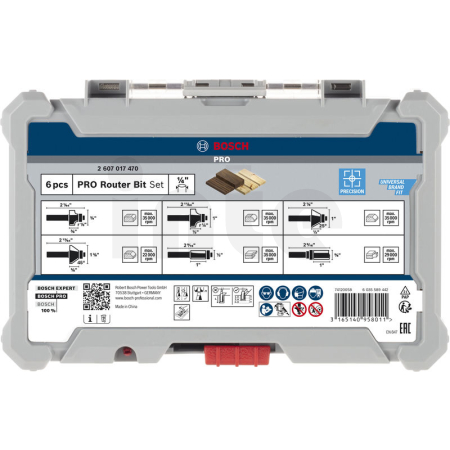 BOSCH Sada ohraňovacích fréz PRO, stopka ¼″, 6 ks 2607017470