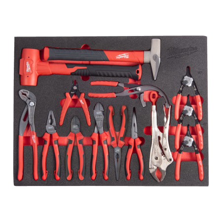 MILWAUKEE 14 pc Pliers and Hammer Set Foam Insert 4932500760