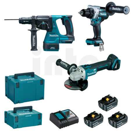 Makita - Aku sada DGA506+DHR243+DDF492 Li-ion LXT 18V/5,0Ah DLX3202TJ