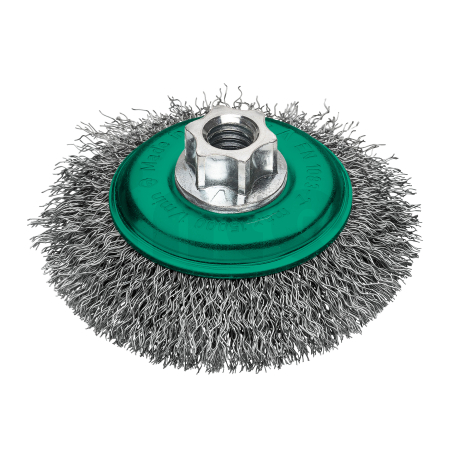 MILWAUKEE Šikmý kartáč M14 100×10 mm, nerezový, vlnitý drát 0,35 mm – 1 ks 4932501749