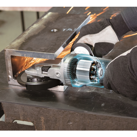 Makita - Aku úhlová bruska s plochu hlavou 125mm Li-ion XGT 40v, Makpac GA055GZ01