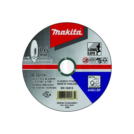 Makita - řezný kotouč 125x1,6mm ocel B-35134