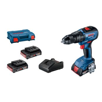 BOSCH Profesionální sada: GSB 18V-50 vrtací šroubovák + 3× GBA 2,0Ah + GAL 18V-20 v L-Case 06019H5121
